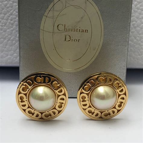 vintage chr dior earrings fashion signed|christian Dior pearl earrings.